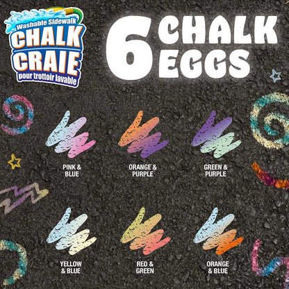 Washable Sidewalk Chalk Eggs, Tie-Dye, 6 Count - US 8297