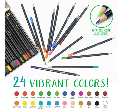 Signature Blend & Shade Colored Pencils with Tin, 24 Count - US 3868